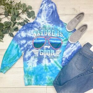 Simply Southern Blue and Green Tie-Dye Hoodie
